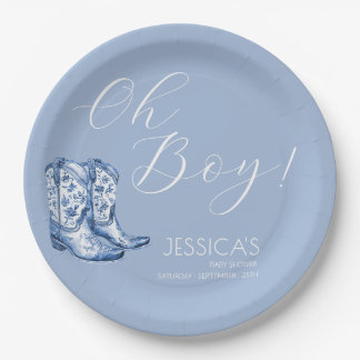 Blue Bow Baby Dusche Wasserfarbe Pappteller