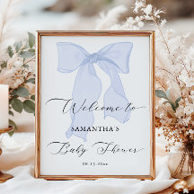 Blue Bow Baby Dusche Willkommen
