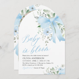 Blue Bow Baby in Bloom Floral Boy Arch Baby Dusche Einladung