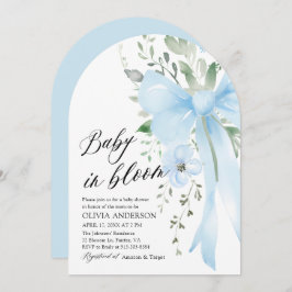 Blue Bow Baby in Bloom Floral Boy Arch Baby Dusche Einladung