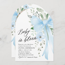 Blue Bow Baby in Bloom Floral Boy Arch Baby Dusche Einladung