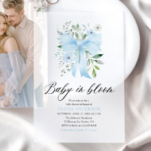 Blue Bow Baby in Bloom Floral Boy Baby Dusche