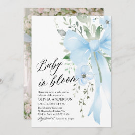 Blue Bow Baby in Bloom Floral Boy Baby Dusche Einladung