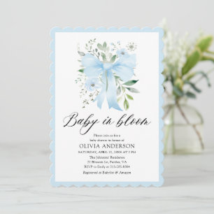 Blue Bow Baby in Bloom Floral Boy Baby Dusche Einladung