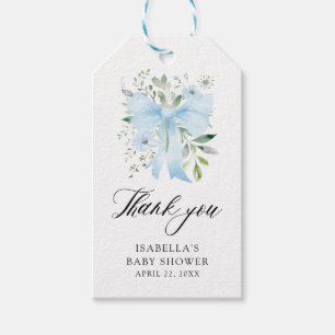 Blue Bow Baby in Bloom Floral Boy Baby Dusche Geschenkanhänger