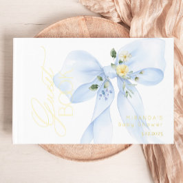 Blue bow Baby in Bloom Wildblume Baby Shower Gästebuch