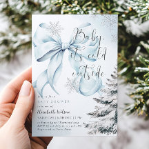 Blue Bow Baby It's Cold Outside Baby Dusche