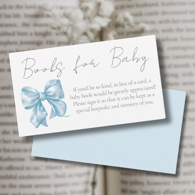 Blue Bow Baby Showbücher für Baby Begleitkarte (Blue Bow Baby Shower Books For Baby Enclosure Card)