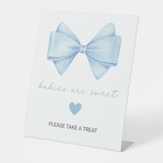 Blue Bow Baby Shower Babys sind süß Sockelschild