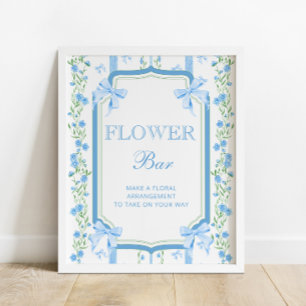 Blue Bow Baby Shower Boy Blume Bar Poster