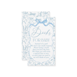 Blue Bow Baby Shower Boy Book Begleitkarte