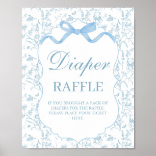 Blue Bow Baby Shower Boy Diaper-Zeichen Poster
