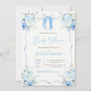 Blue Bow Baby Shower Boy Einladung