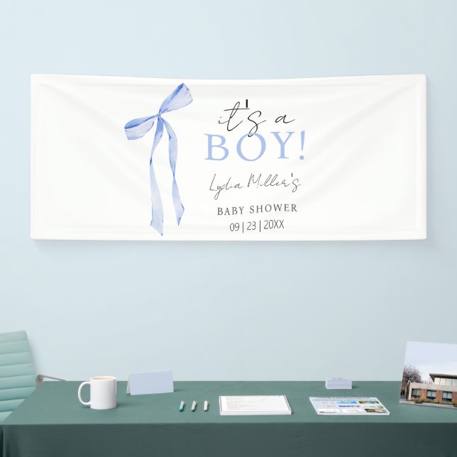 Blue Bow Baby Shower Einladung, Boy Baby Dusche Banner (Messe)