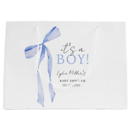 Blue Bow Baby Shower Einladung, Boy Baby Dusche Große Geschenktüte