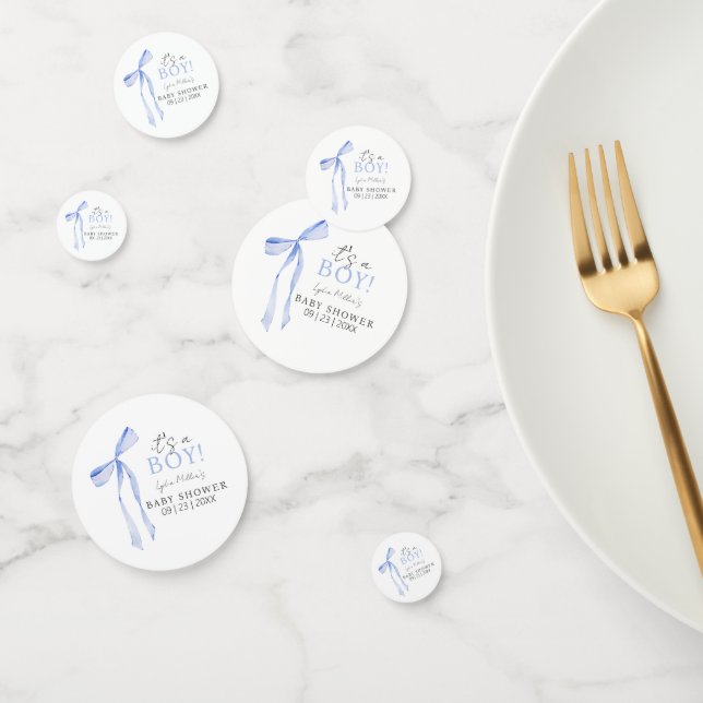 Blue Bow Baby Shower Einladung, Boy Baby Dusche Konfetti (Gruppe)