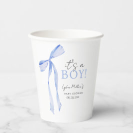 Blue Bow Baby Shower Einladung, Boy Baby Dusche Pappbecher