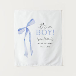 Blue Bow Baby Shower Einladung, Boy Baby Dusche Wandteppich