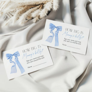 Blue Bow Baby Shower Game Wie groß ist Mama's Bauc Begleitkarte
