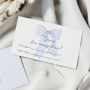 Blue Bow Baby Shower Raten Sie wie viele Bogen Begleitkarte