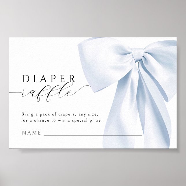 Blue Bow Baby Shower Sofortdownload Poster (Vorne)