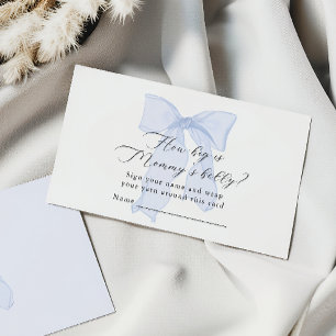 Blue Bow Baby Shower Wie groß ist Mommy's Bauch Begleitkarte