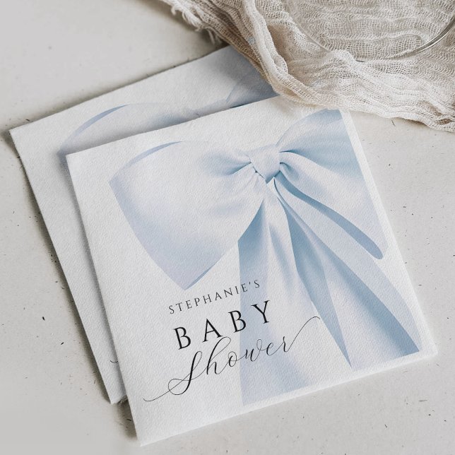 Blue Bow Baby Showpapier Napkins Serviette (Von Creator hochgeladen)