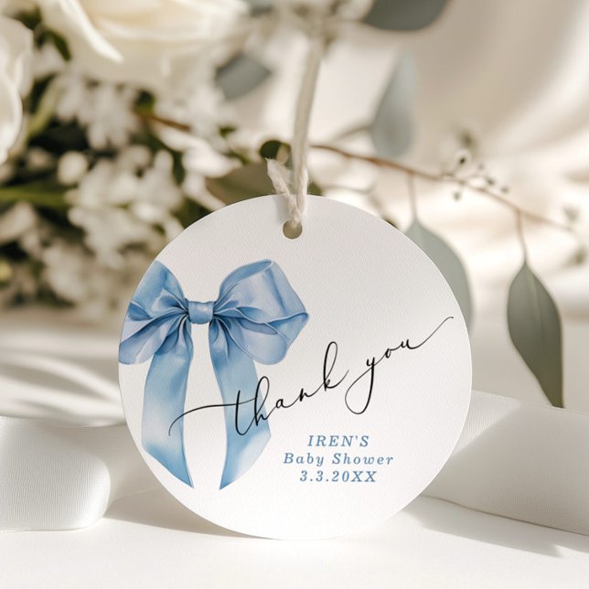 Blue Bow Baby Showtiful Danke Geschenkanhänger (Von Creator hochgeladen)