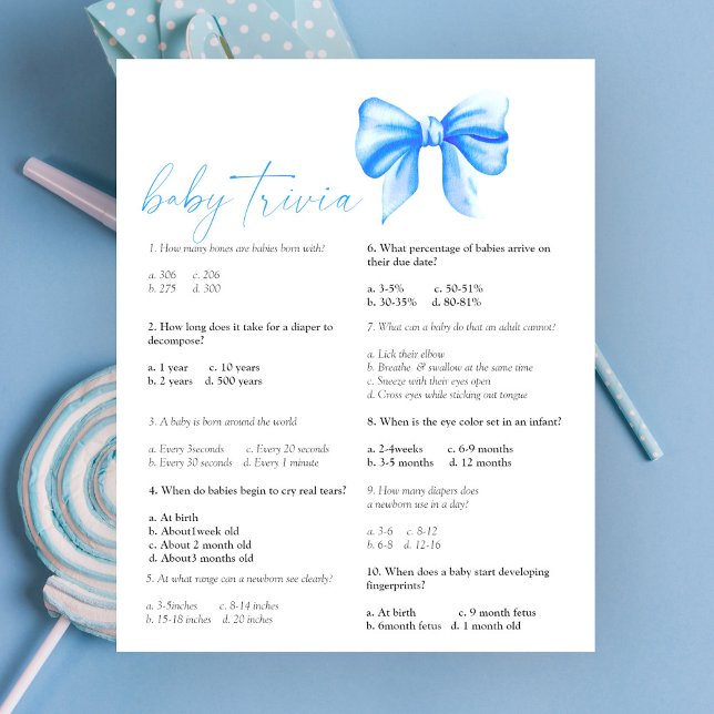 Blue bow - Baby Trivia | Baby Showspiel (Von Creator hochgeladen)