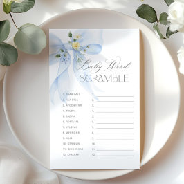 Blue Bow Baby word Scramble Baby Dusche Spiel