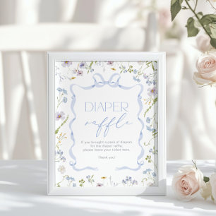 Blue Bow Band Wildblume Diaper Raffel Poster