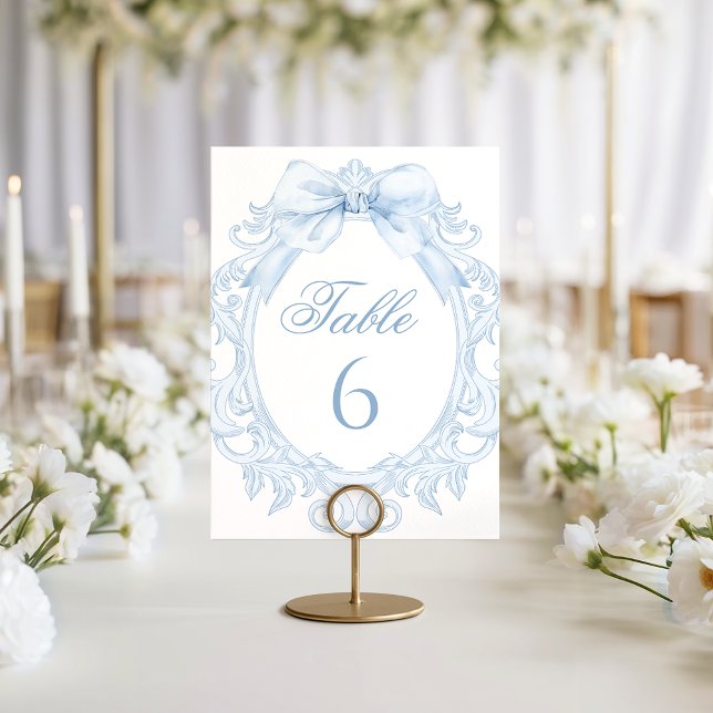 Blue Bow Baroque Frame Baby Boy Shower Tischnummer (Von Creator hochgeladen)