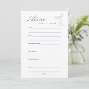 Blue Bow Beratung für die Bride Blue Advice Card Einladung