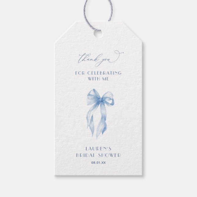 Blue Bow binden das Brautparty des Knotens Danke Geschenkanhänger (Vorderseite)