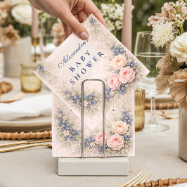 Blue Bow Blueberry Baby Shower Serviette