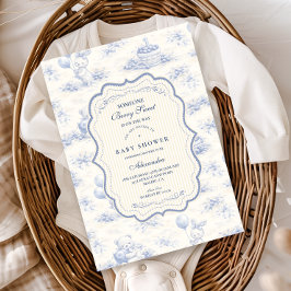 Blue Bow Blueberry Garden Baby Shower Einladung