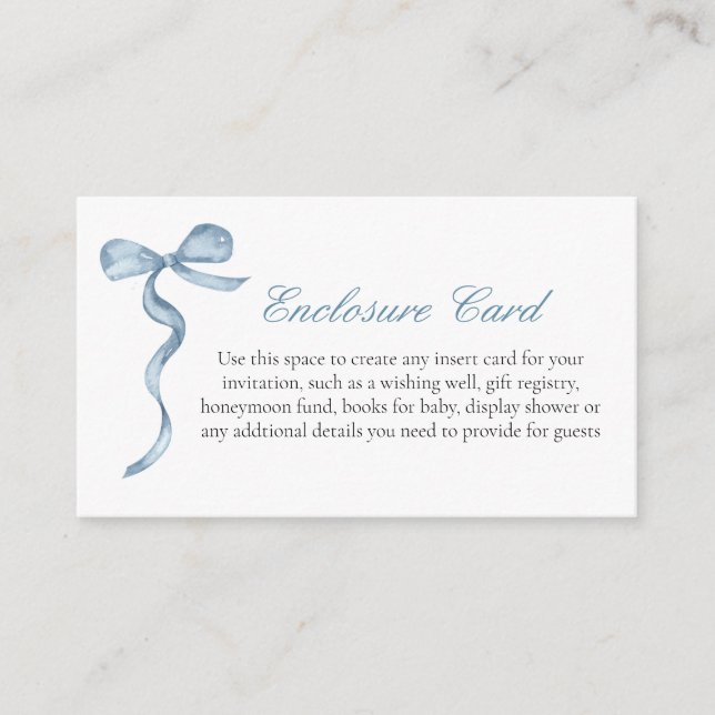 Blue Bow Bow Baby Custom Enclosure Card Begleitkarte (Vorderseite)