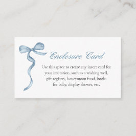 Blue Bow Bow Baby Custom Text Enclosure Card Begleitkarte