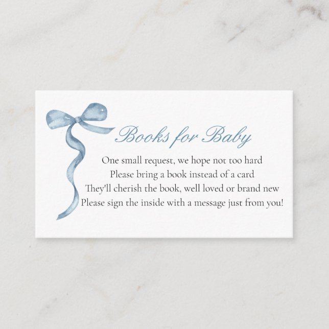 Blue Bow Bow Baby Library Request Card Begleitkarte (Vorderseite)