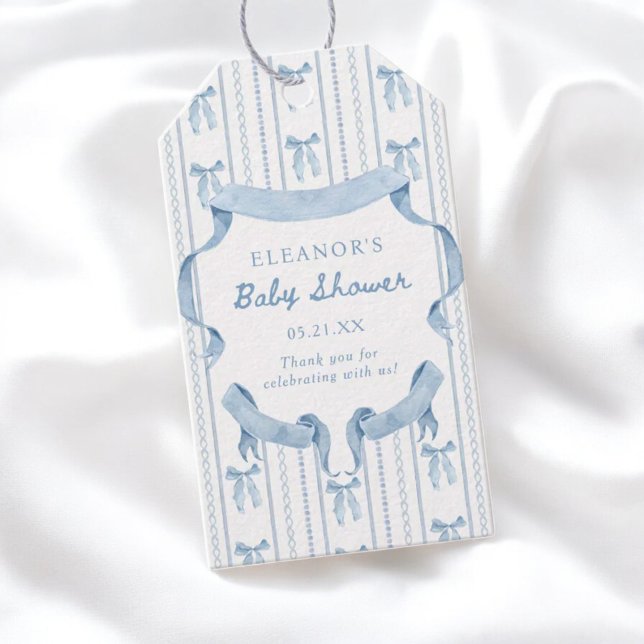 Blue Bow Boy Baby Dusche Danke Geschenkanhänger (Von Creator hochgeladen)