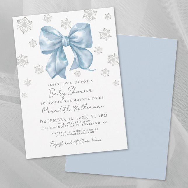 Blue Bow Boy Baby Dusche Einladung (Blue Bow Boy Baby Shower Invitation )