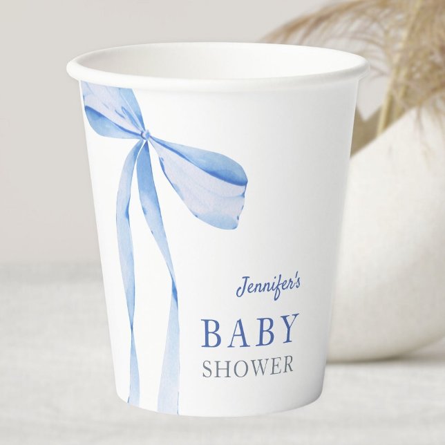 Blue Bow Boy Baby Dusche Pappbecher (Von Creator hochgeladen)