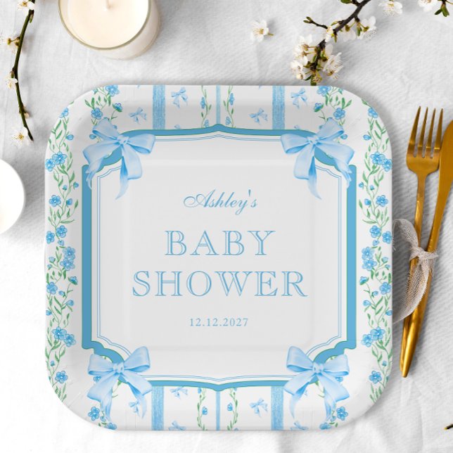 Blue Bow Boy Baby Dusche Pappteller (Von Creator hochgeladen)