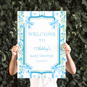 Blue Bow Boy Baby Dusche Poster