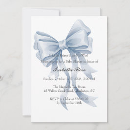 Blue Bow Boy Baby Shower Invitation Coquette Einladung