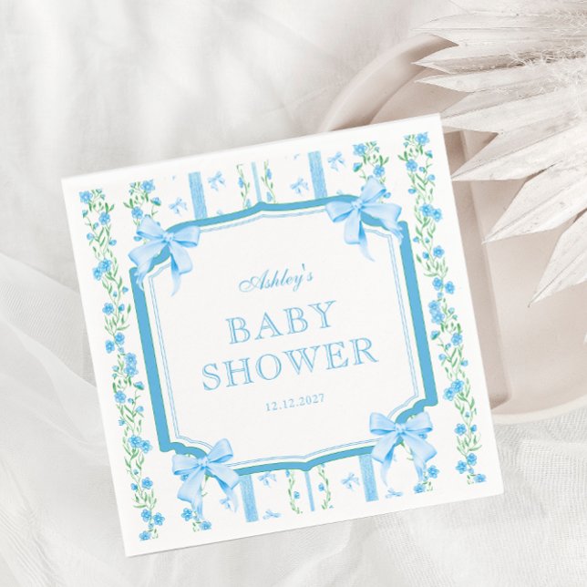 Blue Bow Boy Baby Shower Serviette (Von Creator hochgeladen)