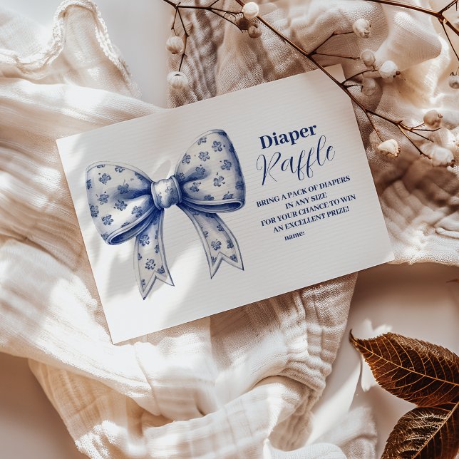 Blue Bow Boy Raffle Diapper Begleitkarte (Von Creator hochgeladen)