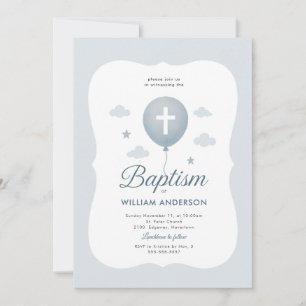 Blue Bow Boy Taufe Einladung mit Kranz