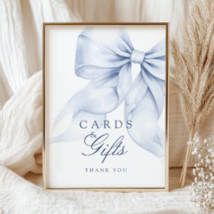 Blue Bow Brautparty Cards & Gifts Table Sign Poster