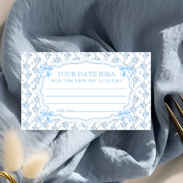 Blue Bow Brautparty Date Night Ideen Begleitkarte (Von Creator hochgeladen)